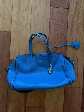 Alexander McQueen Skull Padlock Tote Bag Leather Blue women